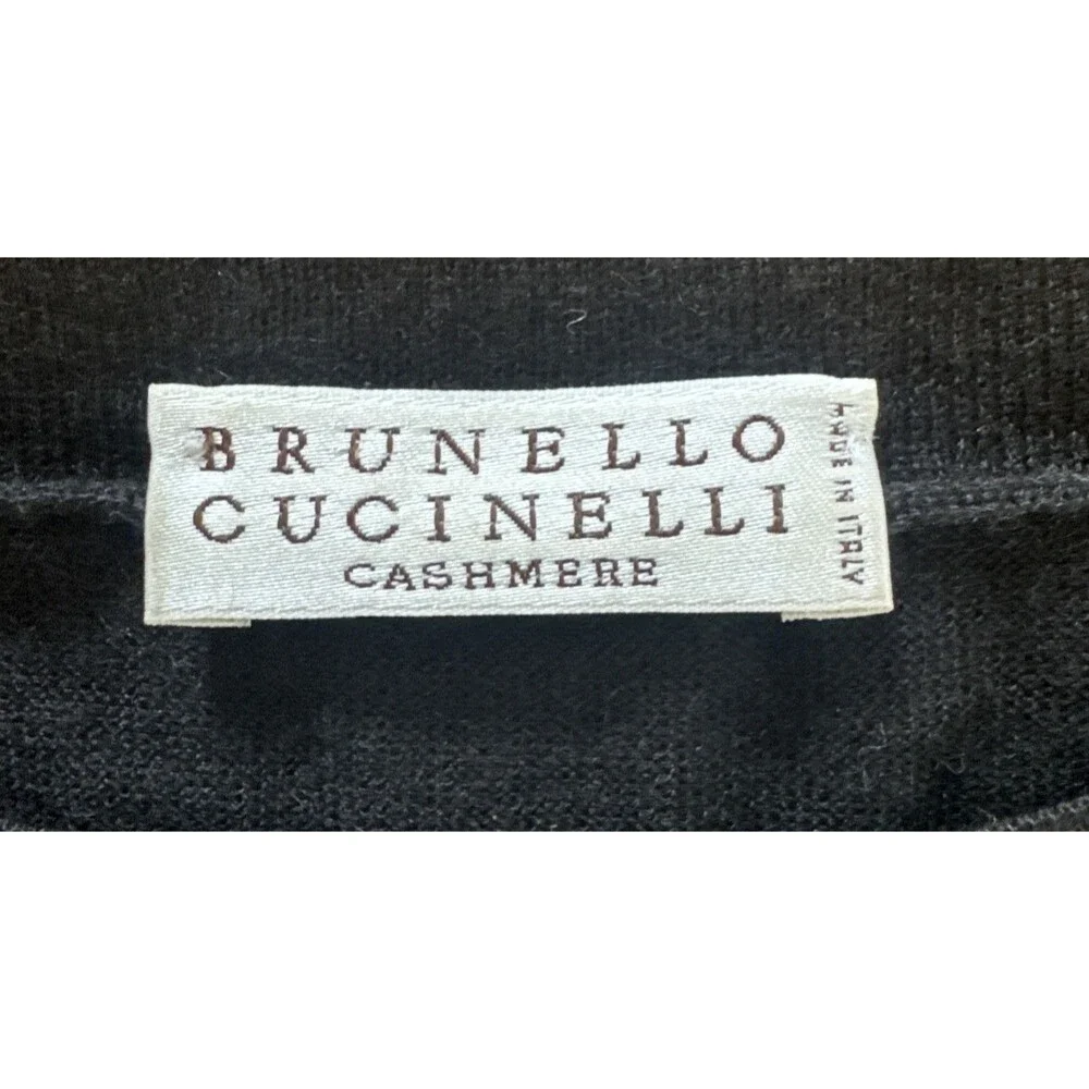 Brunello Cucinelli Cashmere Sweater Black Monili Crystal Bateau Neck L